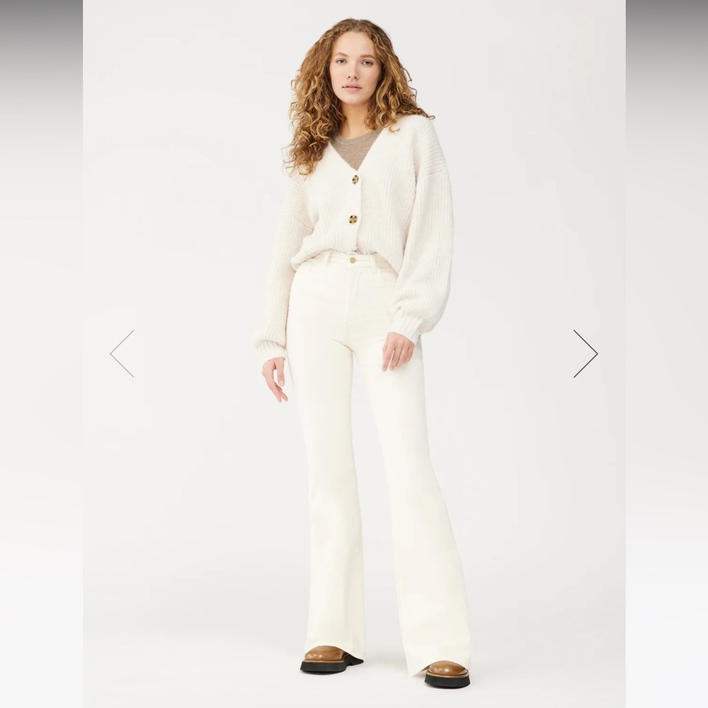 DL1961 Rachel Flare Ultra High Rise Instasculpt 35" - Eggshell Corduroy Size 23